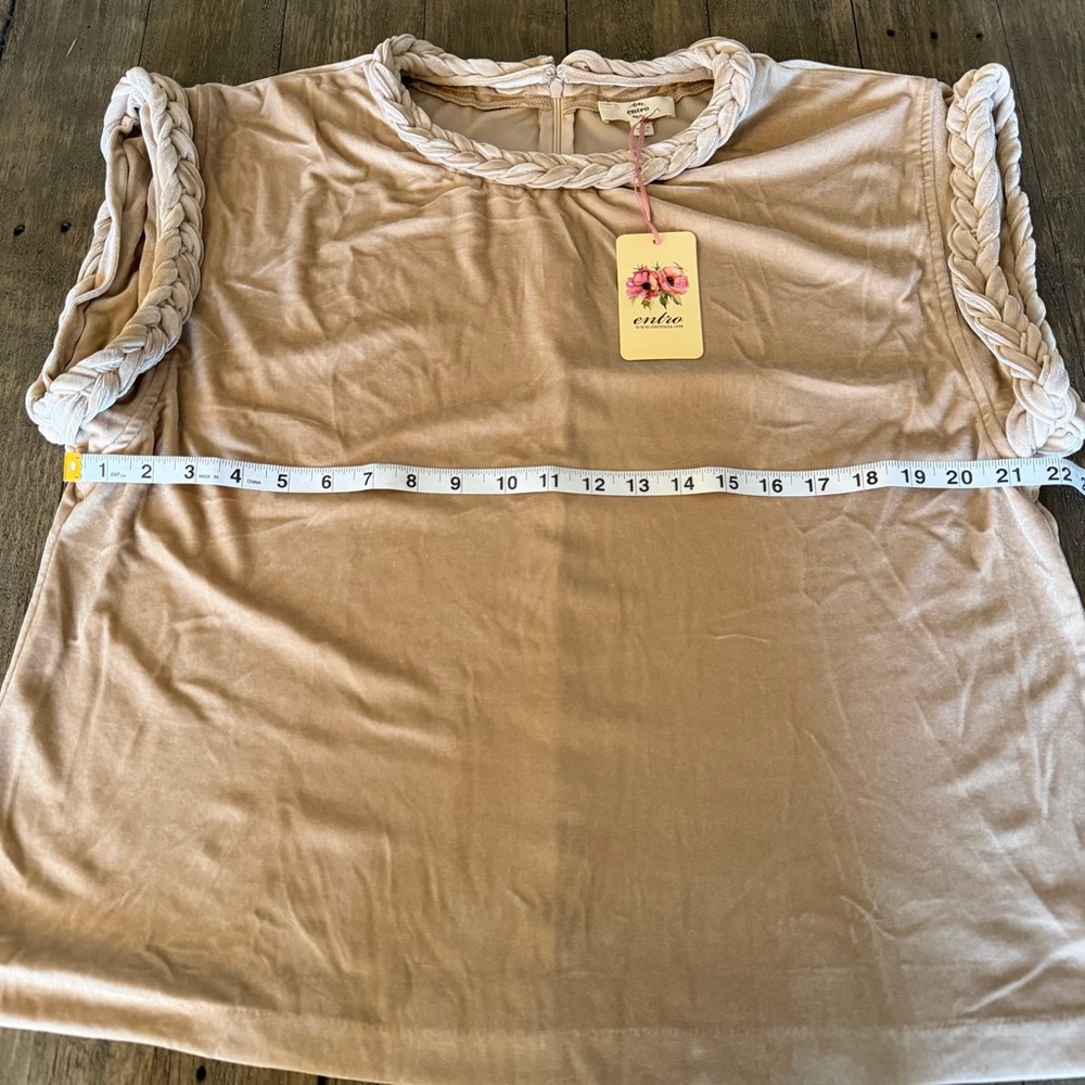 Entro Blush Velvet Braided Trim Top - Size L - Picture 11 of 13